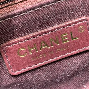 CC 24K Coco Hanle Mini 19cm Black Red Grained Calfskin Gold Hardware