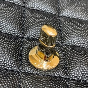 CC 24K Coco Hanle Mini 19cm Black Red Grained Calfskin Gold Hardware