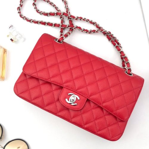 20201216_i1608127530_31_0_jpg FLAP BAG MEDIUM 25CM RED CAVIAR SILVER HARDWARE