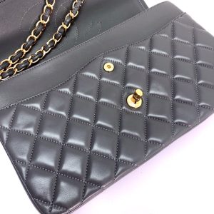 flap bag jumbo 30 dark grey lambskin gold hardware