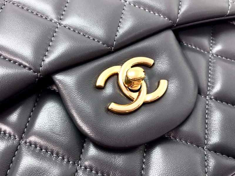 flap bag jumbo 30 dark grey lambskin gold hardware