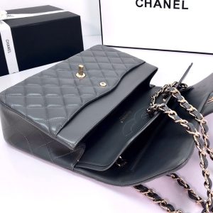 flap bag jumbo 30 dark grey lambskin gold hardware