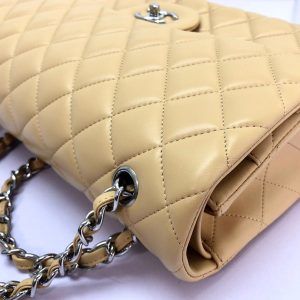 flap bag jumbo 30 light beige lambskin silver hardware