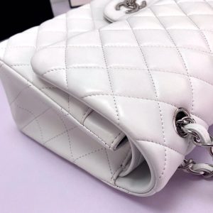 flap bag jumbo 30cm white lambskin silver hardware