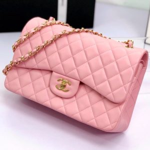 flap bag jumbo 30 pastel pink lambskin gold hardware