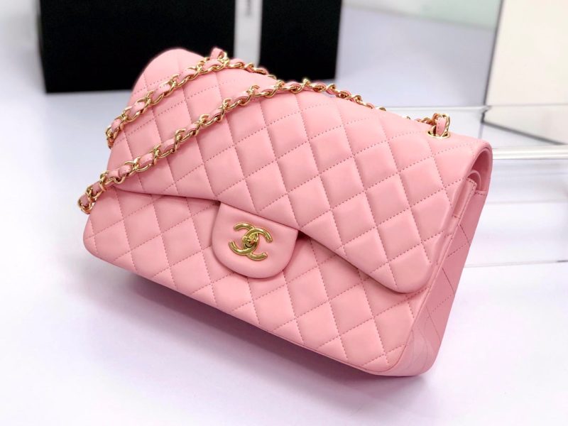 flap bag jumbo 30 pastel pink lambskin gold hardware