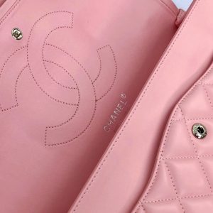 flap bag jumbo 30 pastel pink lambskin silver hardware