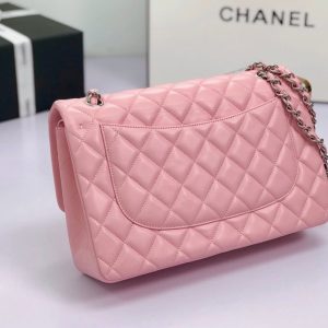 flap bag jumbo 30 pastel pink lambskin silver hardware