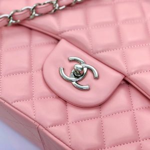 flap bag jumbo 30 pastel pink lambskin silver hardware