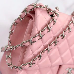 flap bag jumbo 30 pastel pink lambskin silver hardware