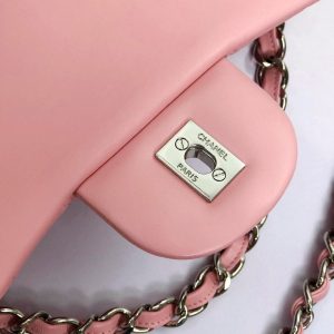 flap bag jumbo 30 pastel pink lambskin silver hardware