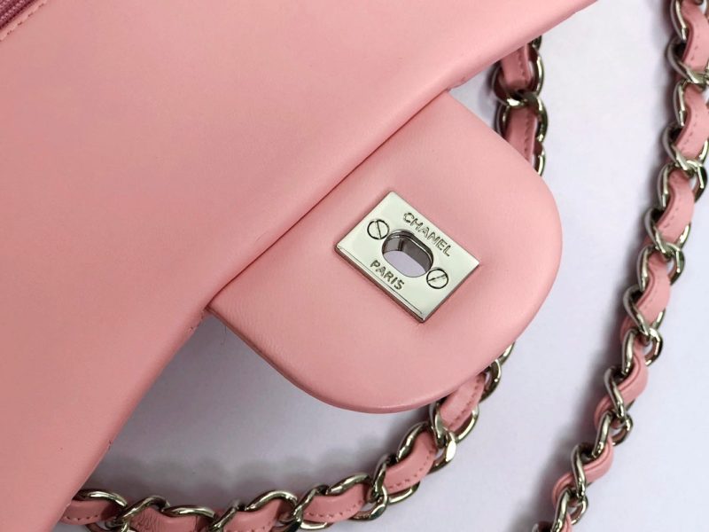 flap bag jumbo 30 pastel pink lambskin silver hardware