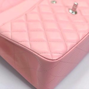 flap bag jumbo 30 pastel pink lambskin silver hardware