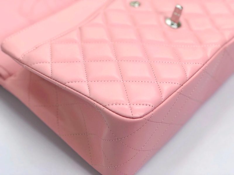 flap bag jumbo 30 pastel pink lambskin silver hardware