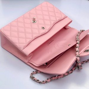 flap bag jumbo 30 pastel pink lambskin silver hardware