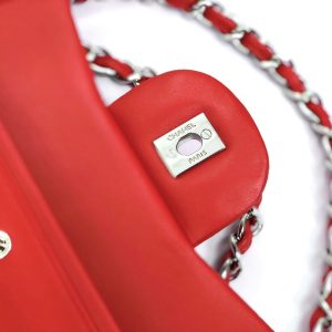 flap bag jumbo 30 red lambskin silver hardware