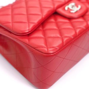 flap bag jumbo 30 red lambskin silver hardware