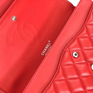 flap bag jumbo 30 red lambskin silver hardware