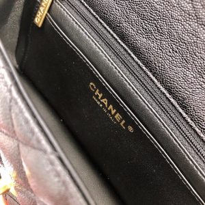 mini flap bag top handle 20cm black caviar gold hardware