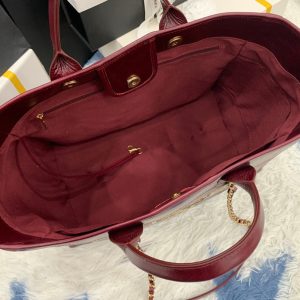 cc shopping bag 40cm burgundy calfskin gold hardware