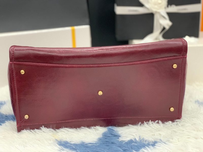 cc shopping bag 40cm burgundy calfskin gold hardware