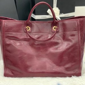 cc shopping bag 40cm burgundy calfskin gold hardware