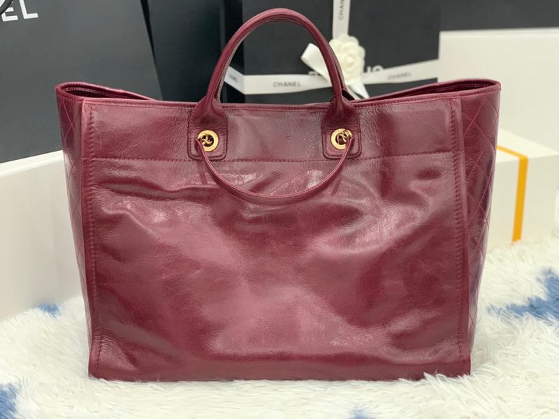 cc shopping bag 40cm burgundy calfskin gold hardware