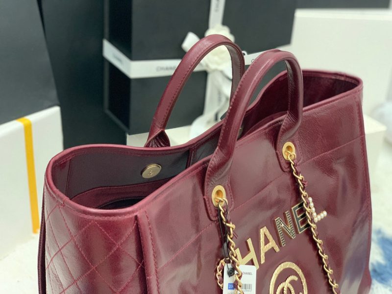 cc shopping bag 40cm burgundy calfskin gold hardware