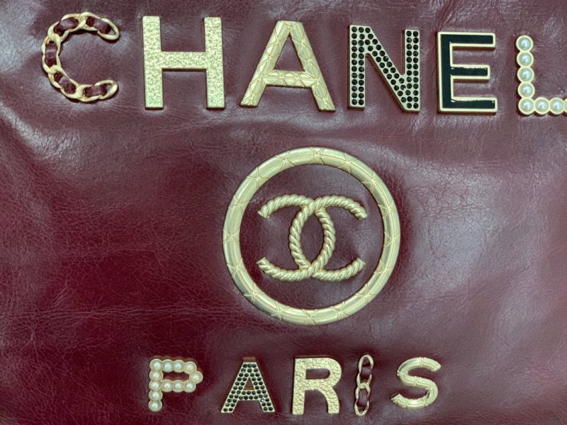 cc shopping bag 40cm burgundy calfskin gold hardware