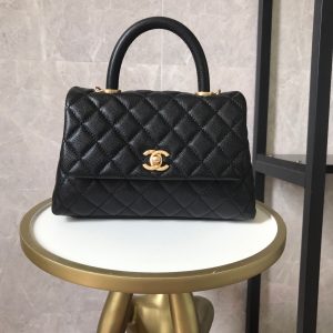 black quilted caviar coco tophandle 24 gold hardware