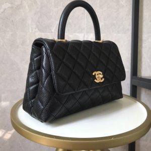 black quilted caviar coco tophandle 24 gold hardware
