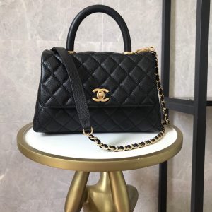 black quilted caviar coco tophandle 24 gold hardware