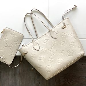 NEVERFULL MM 32 WHITE MONOGRAM EMPREINTE LEATHER
