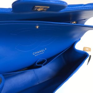 flap bag jumbo 30 blue lambskin gold hardware