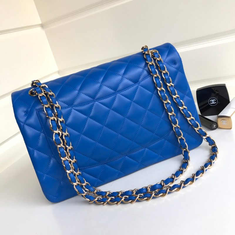 flap bag jumbo 30 blue lambskin gold hardware
