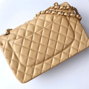 flap bag jumbo 30 light beige lambskin gold hardware