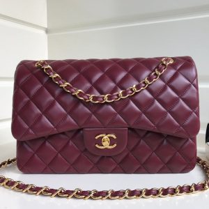 flap bag jumbo 30 burgundy lambskin gold hardware