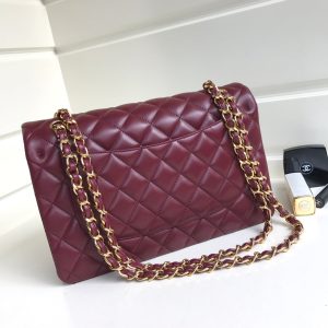 flap bag jumbo 30 burgundy lambskin gold hardware