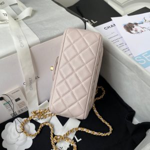 Classic Mini Flap Bag 17cm Pastel Pink Lambskin Gold Hardware