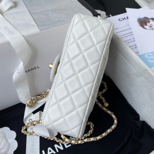 Classic Mini Flap Bag 20cm White Lambskin Gold Hardware