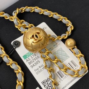 Classic Mini Flap Bag 20cm Grey Lambskin Gold Hardware