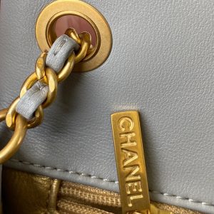 Classic Mini Flap Bag 20cm Grey Lambskin Gold Hardware