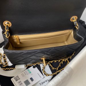 Classic Mini Flap Bag 20cm black lambskin gold hardware