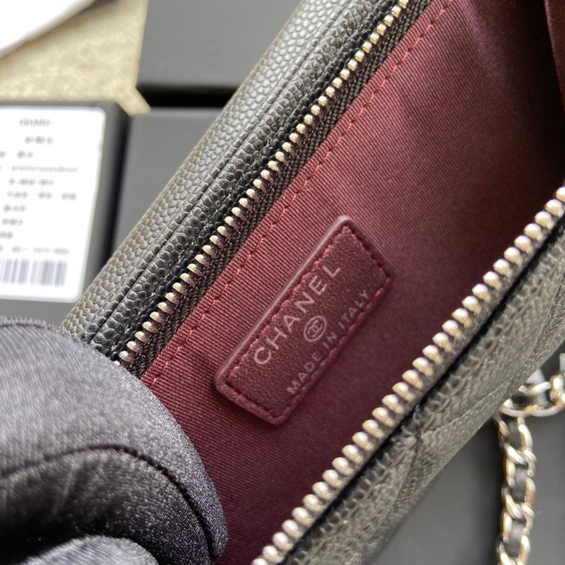 CC Compact Double Pouch Black Caviar Sliver Steel 229639