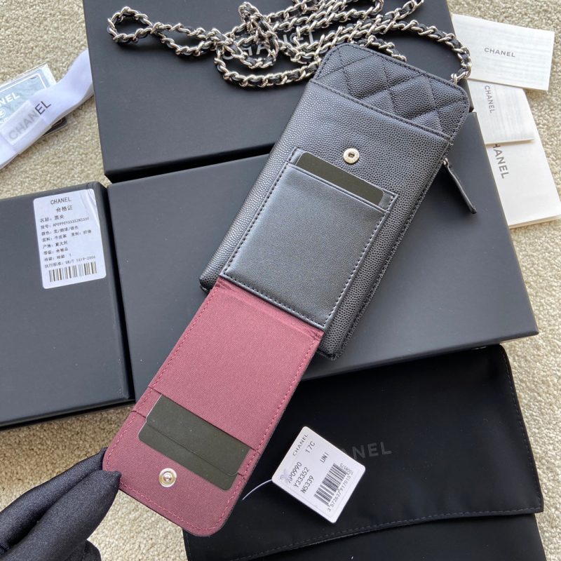 CC Compact Double Pouch Black Caviar Sliver Steel 229639