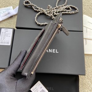 CC Compact Double Pouch Black Caviar Sliver Steel 229639