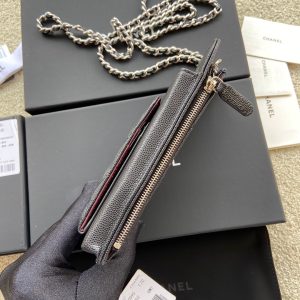 CC Compact Double Pouch Black Caviar Sliver Steel 229639