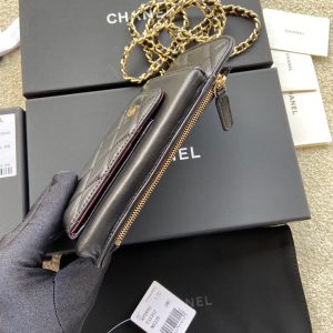 CC Compact Double Pouch Black Sheepskin GHW 229643