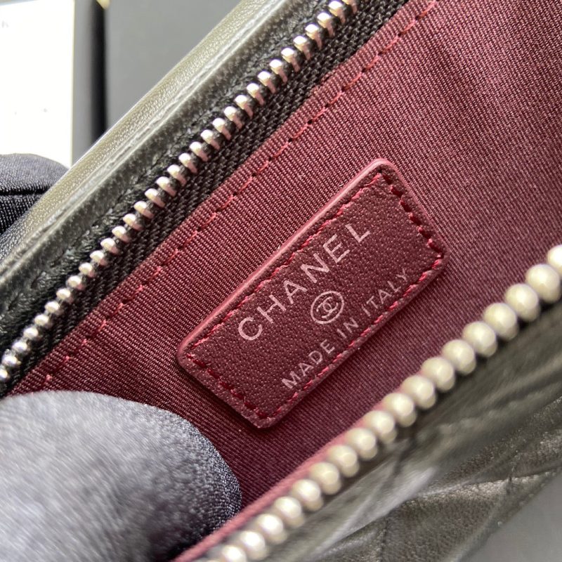 CC Compact Double Pouch Black Sheepskin Silver Steel 229645