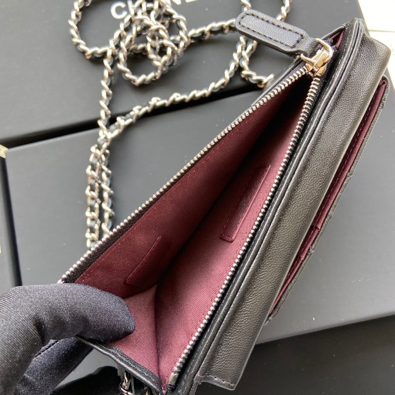 CC Compact Double Pouch Black Sheepskin Silver Steel 229645